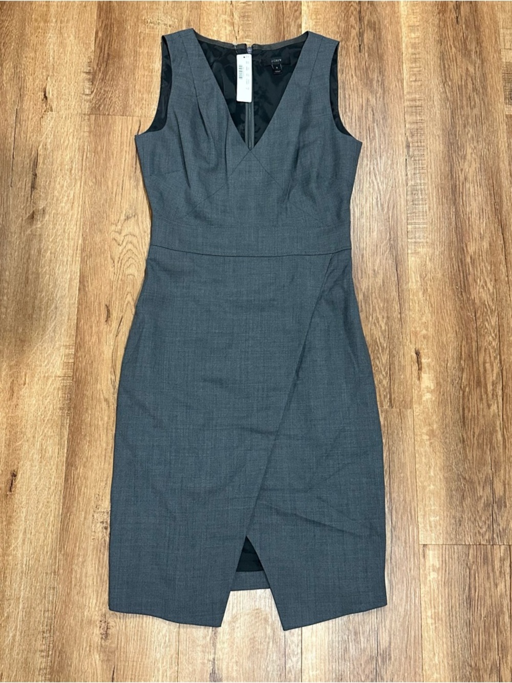 J. Crew Sleeveless Gray Sheath Work Dress with V-Neck